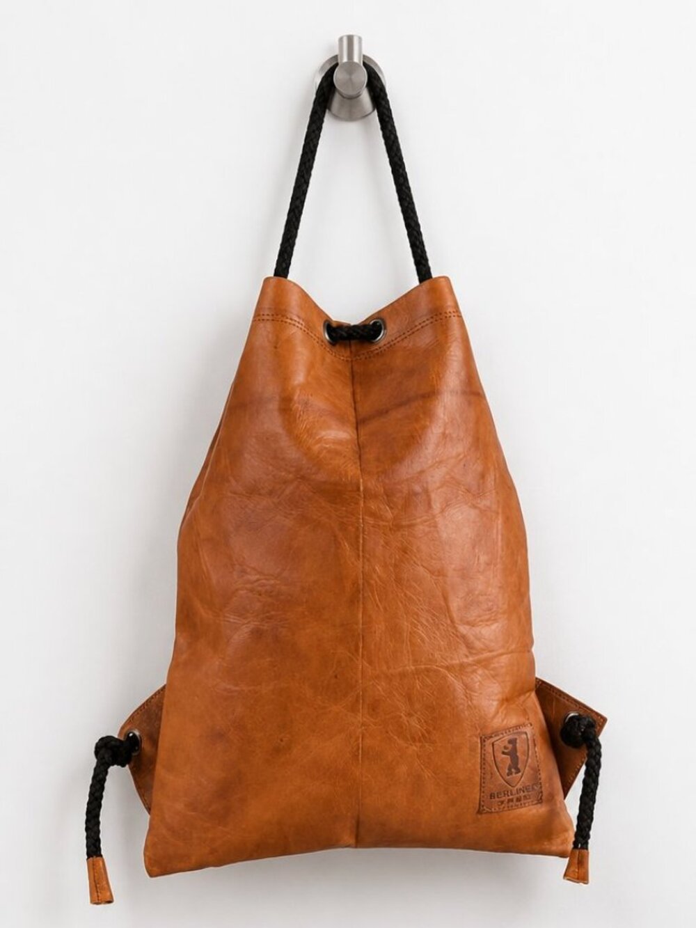 Berliner Leather Gym Bag Vintage Genuine 753 Drawstring Backpack Unisex - Picture 3 of 5